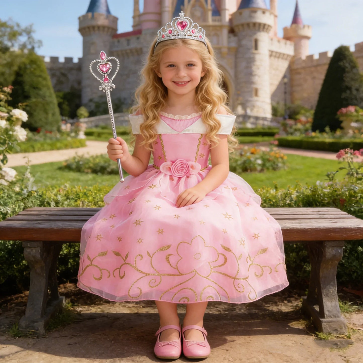 Children Aurora Princess Costume Cosplay Dress Girls Halloween Carnival Birthday Outfit Party Princess Disguise Ball Gown Clothe