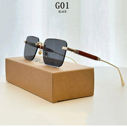 Rimless Sunglass Men Vintage 2025 Fashion Glasses Square Sunglasses Women Trendy And Fashionable Gafas De Sol Hombre Zonnebril
