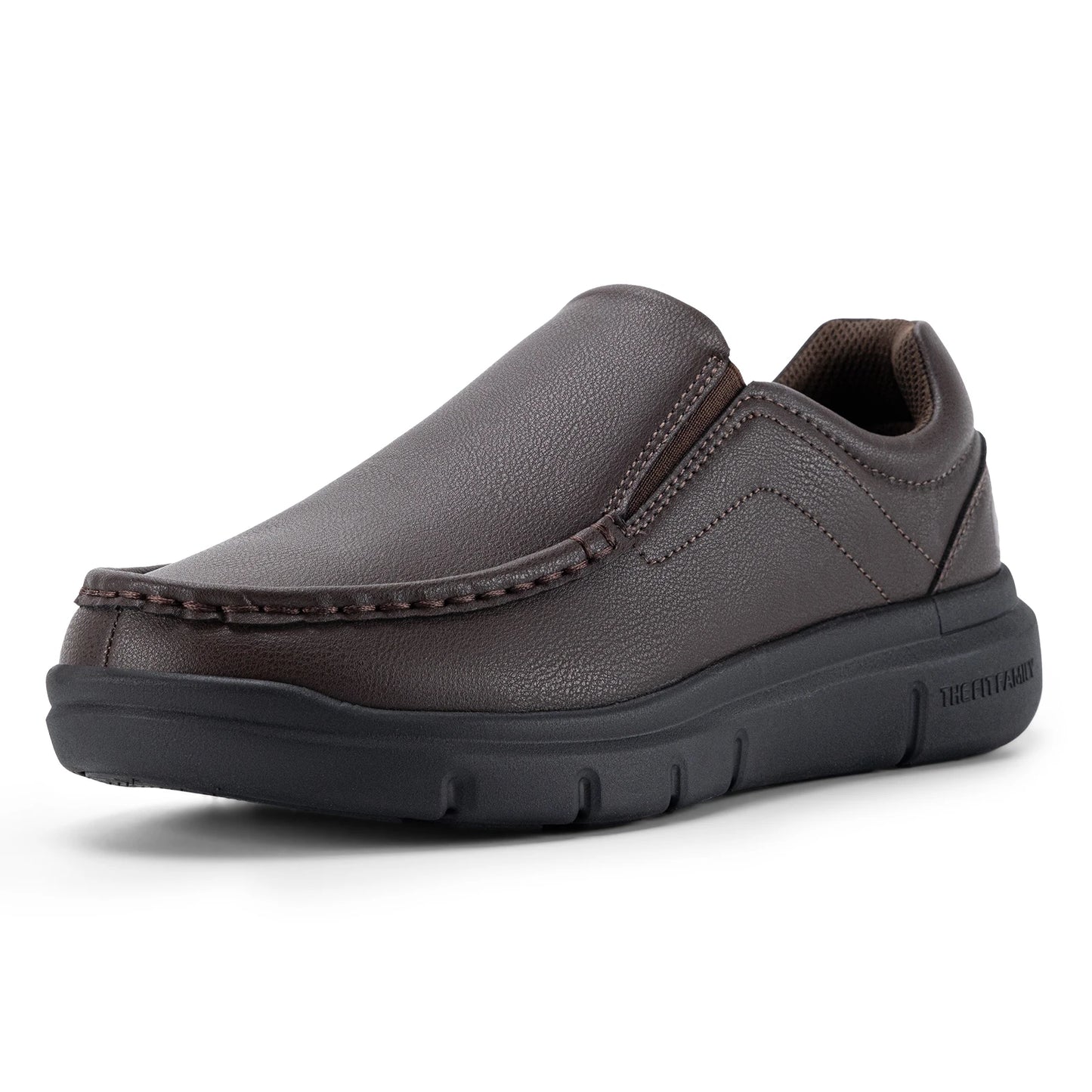 Men'S Slip-On Casual Shoes Leather Shoe Wide Width 2E Lightweight For Swollen Feet With Arch Support Pain Relief