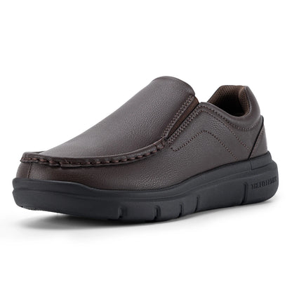 Men'S Slip-On Casual Shoes Leather Shoe Wide Width 2E Lightweight For Swollen Feet With Arch Support Pain Relief