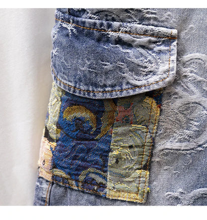 Printed Men's Clothing Denim Shorts Men Summer New Fashion Bermuda Jeans Street Wear Straight Personality Male Short Pants