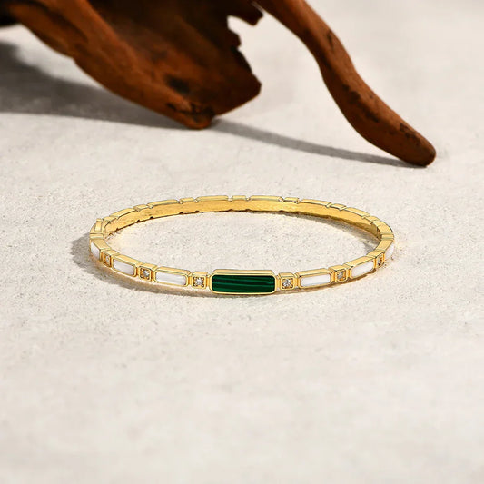 Bracelet de luxe en malachite synthétique et moissanite, nouvelle manchette 2025 pour femmes et hommes, en argent sterling 925, cadeau de fiançailles