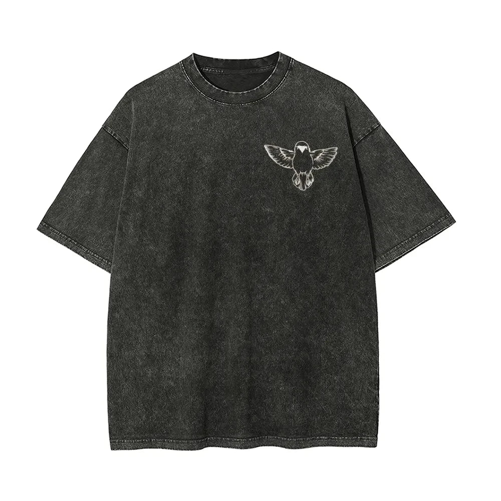 2026 Summer New Zenitsu Agatsuma Breath of Thunder Retro Washed Old T-shirt Demon Slayer 90s Street Style Short-sleeved Top