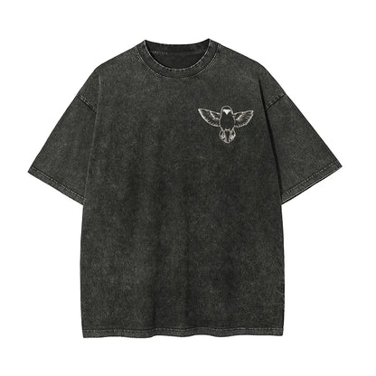 2026 Summer New Zenitsu Agatsuma Breath of Thunder Retro Washed Old T-shirt Demon Slayer 90s Street Style Short-sleeved Top