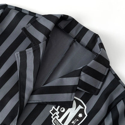 Girls Costumes Kids Black Striped Uniform Suit Birthday Party Halloween Cosplay Dresses For Kids