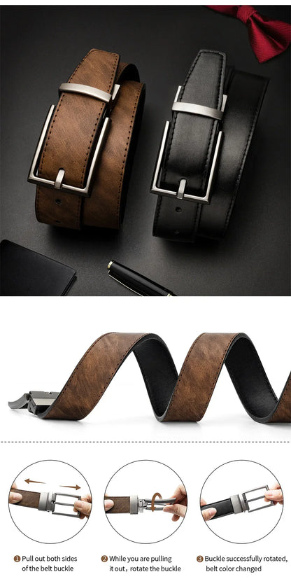 Reversible Leather Belts for Men Brown Leather Belts For Trousers Boss Belts Men's Designer Waist Belt Coffee
