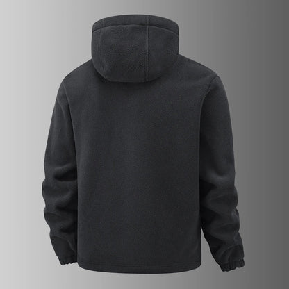 2025 Fleece Men's Coat Thickened Warm Windproof Loose Outdoor Collar Fleece Hooded Jacket Norwegian Printed Good Soldier