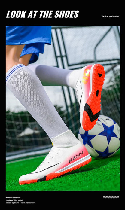 New Men Soccer Shoes Football Boots Cleats Adult Outdoor Breathable Training Sport Long Spikes Boys Non Slip Match Comfortable
