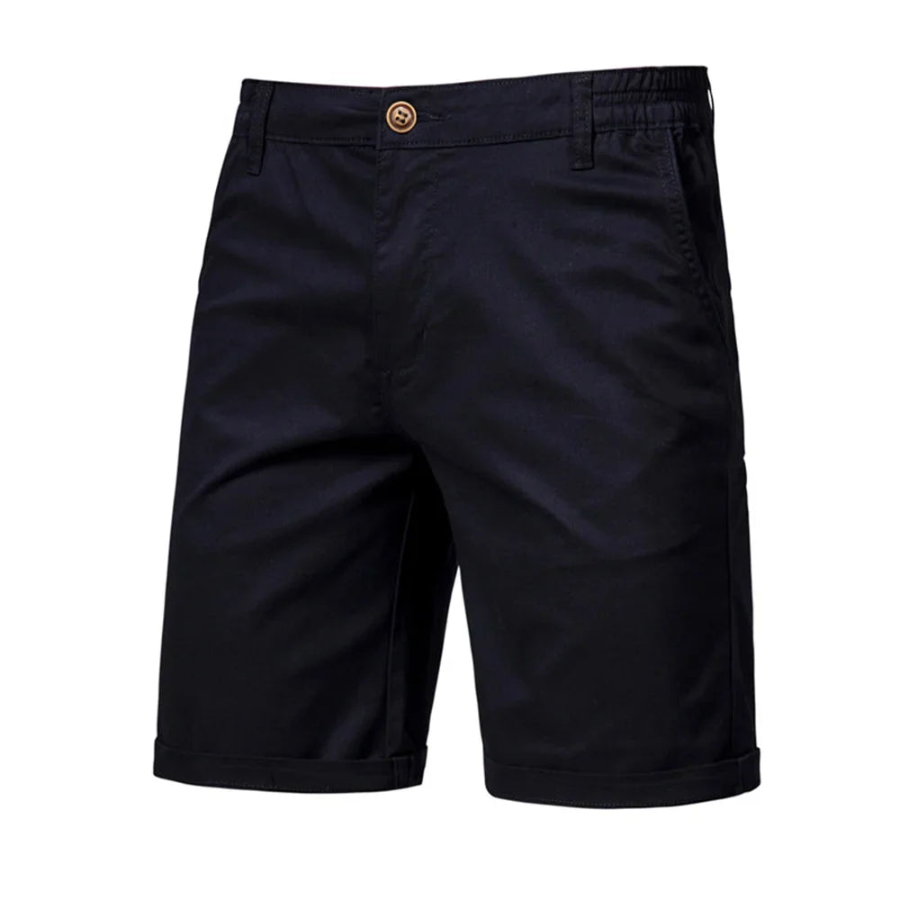 Summer 100% Cotton Solid Shorts Men High Quality Casual Business Social Elastic Waist Men Shorts 10 Colors Beach Shorts