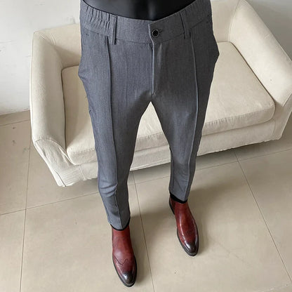 Summer New Light Thin Solid Color Suit Pants High Quality Slim Fit Stretch Trousers Men's Formal Business Social Dress Pants
