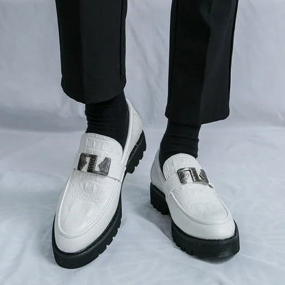 Mens Loafers Party Business Thick Soled Men Leather Shoes Dress Platform Shoes Comfortable Fashion New Casual Shoes for Men