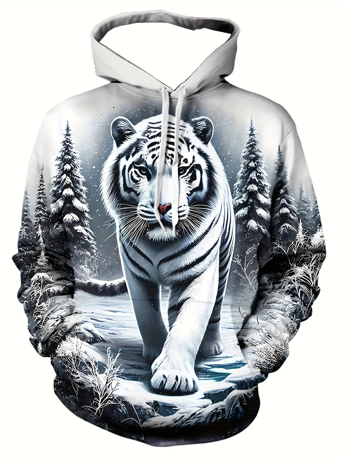 Hot selling new men's autumn tiger print soft, comfortable, breathable hooded sweatshirt outdoor urban fashion clothing