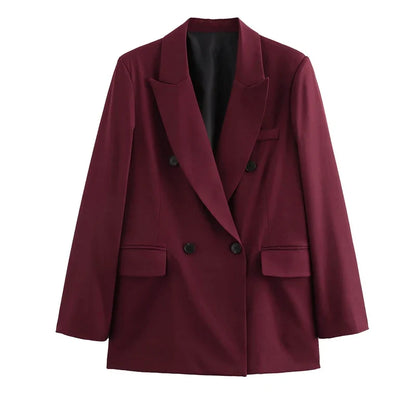 Women's Blazer Outerwears Office Wear Women Suit Jacket Autumn Long Sleeve Burgundy Blazers Formal Woman Minimalist Blazer
