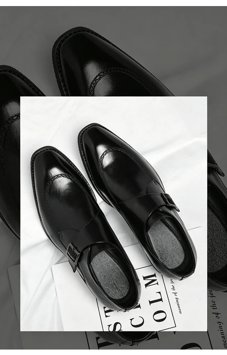 Men's Leather Shoes British Style Business Formal Derby Comfortable Fashionable Casual Footwear-SJ1112