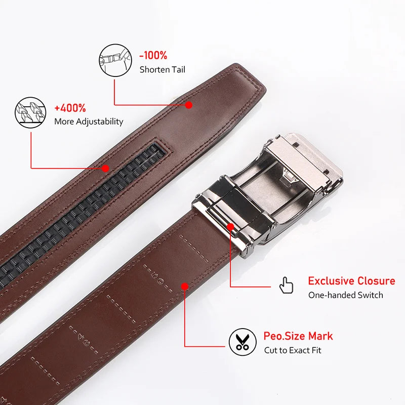 Versatile Men's Leather Belt With Micro Adjustable Feature, Ideal For Dressing Up Any Outfit, Great Gift Option For Any Occasion