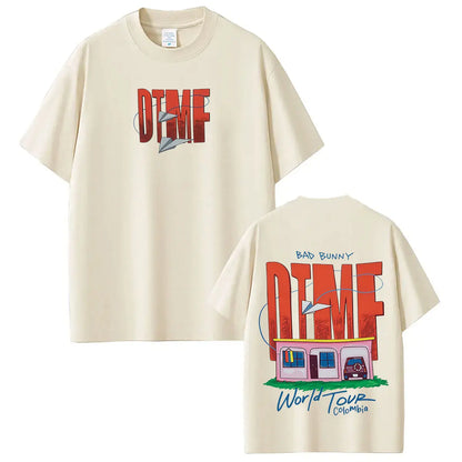 Rapper Bad Bunny Tour 2026 Graphics T-Shirt Men Women Vintage T Shirts Short-sleeved 100% Cotton Hip-hop Aesthetics T-shirts