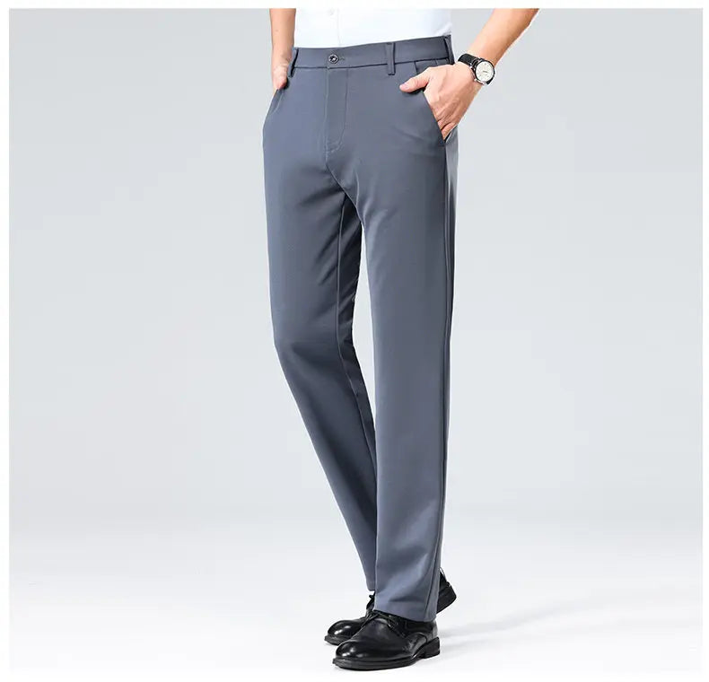 Men's Stretchy Casual Pants Business Suit Pants Spring Summer Breathable Dress Pants Full Length Homme Work Trousers