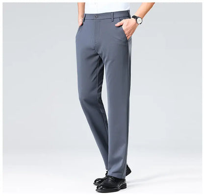 Men's Stretchy Casual Pants Business Suit Pants Spring Summer Breathable Dress Pants Full Length Homme Work Trousers