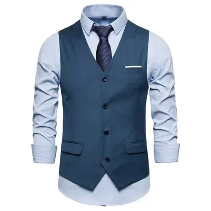 Blue Suit Vest, Men's Business Sleeveless Vests Jacket, Asian size S-6XL, Wedding Party Waistcoat, Red Purple Black Gray