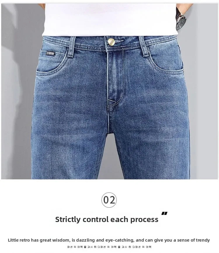 Autumn Winter New Men's Micro Elastic Straight Leg Denim Pants with Shape Skin Friendly Business Men's Pants in Multiple Sizes