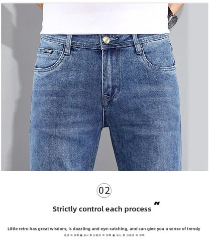 Autumn Winter New Men's Micro Elastic Straight Leg Denim Pants with Shape Skin Friendly Business Men's Pants in Multiple Sizes