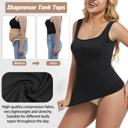 3PCS Square Neck Shapewear Tank Tops for Women Shapewear Tank Tops for Women Compression Tanks Body Shaper Camisole Cami Tops