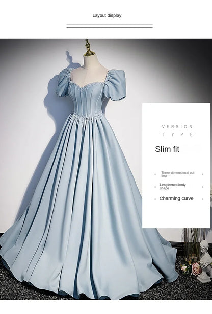 Palace Style Women's Evening Dresses Light Luxury Satin Lace-up Slimming Banquet Ball Gown Skirt Prom Dress Vestidos