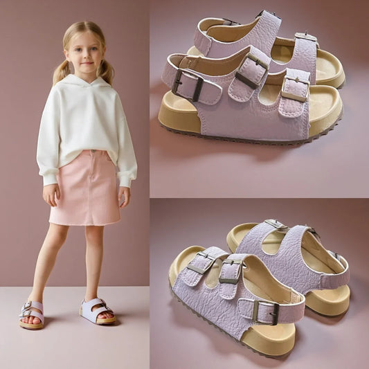 Children Comfort Soft Sole Sandals Girls Open Toe Adjustable Buckle Summer Outdoor Walking Shoes