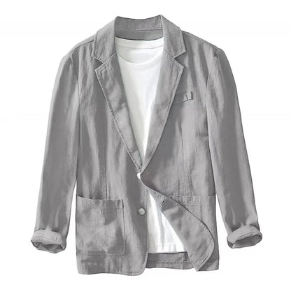 Men's Casual Suit Single-layer Jacket Solid Color Cotton And Linen Casual Fashion Men's Top