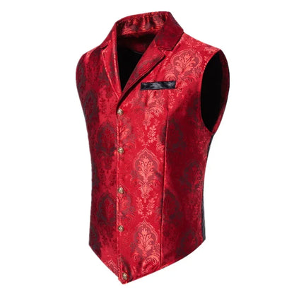 New Men Jacquard Suit Vest Loose Tops Red / Green  / Blue / Pink Fashion Male Wedding Prom Party Luxury Dress Waistcoat