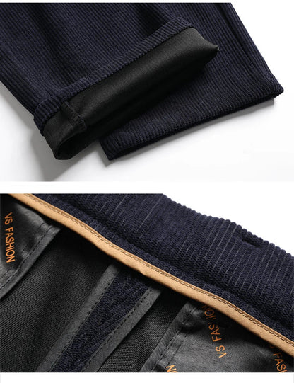 Mens Business Casual Pants Corduroy Suit Pants Autunn Formal Dress Pants Brown Navy Khaki 29-42