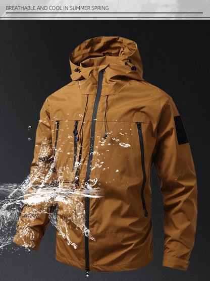 Men's Waterproof Running Jacket Caramel Women Windproof Windbreaker Hiking Camping Cycling Trekking Jogging Jackets