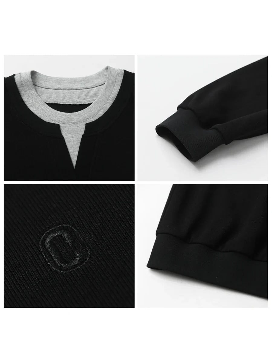 Korean Women Sweatshirts Loose Casual New Contrast Splicing Hoodie Female Top Woman T Shirt Pullover Spring Autumn 2025