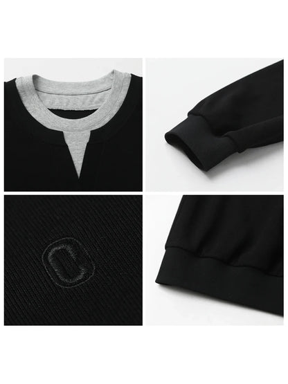 Korean Women Sweatshirts Loose Casual New Contrast Splicing Hoodie Female Top Woman T Shirt Pullover Spring Autumn 2025