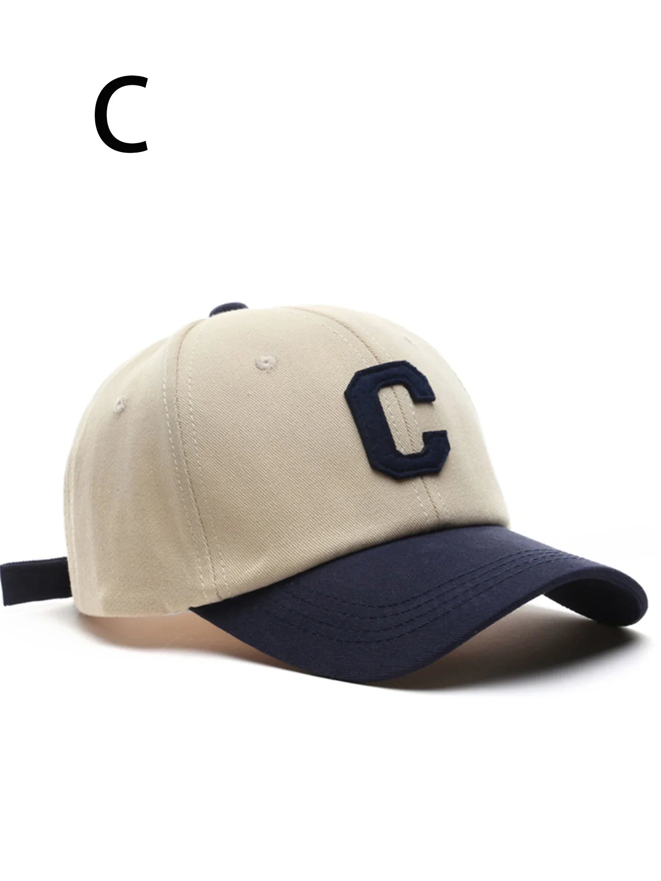1 unisex all season fashionable pure cotton retro embroidered letter C baseball cap