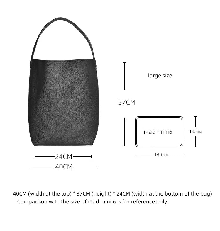 Bucket Bag Large Women's Bag Tote Bag Shoulder Bag Luxury Designer Genuine Leather Handbag Japanese Popular Bag Soft Row