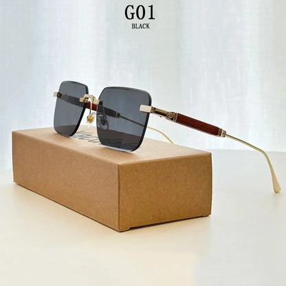 Rimless Sunglass Men Vintage 2025 Fashion Glasses Square Sunglasses Women Trendy And Fashionable Gafas De Sol Hombre Zonnebril