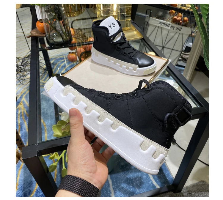 American European Fashion Casual Shoes Men High-top Sneaker Boots Cowhide Comfortable Leather Ankle Boots Lace-up Flat Trainers