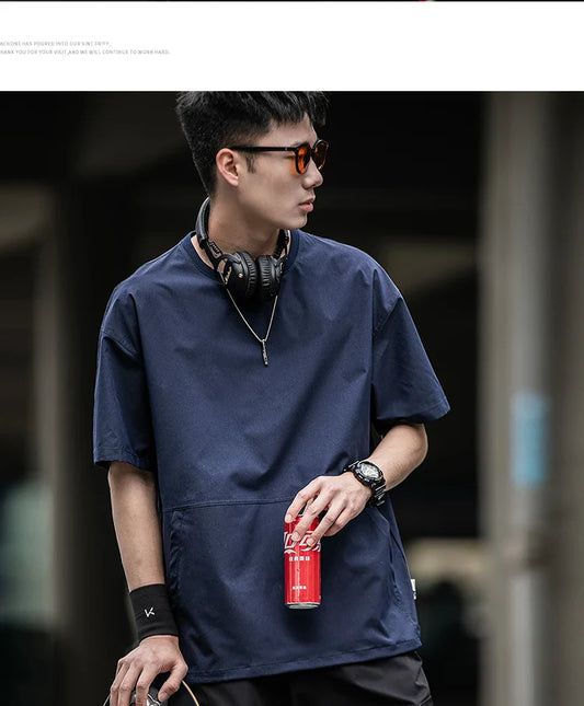 Men's Summer Thin Short Sleeve T-Shirt Ice Silk Quick Dry Large Size round Neck Sport Loose Casual Workwear Breathable Sweat ...