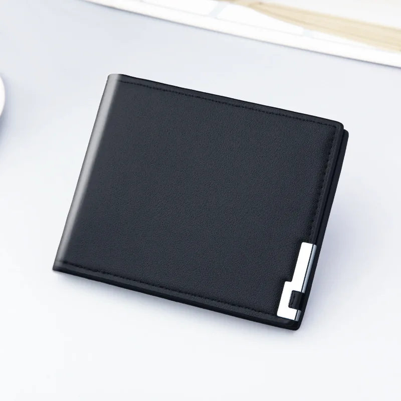 Short Men Wallets Card Holder Photo Holder Slim Male Print Wallet High Quality PU Leather Money Bag New Kpop Small Men's Purse