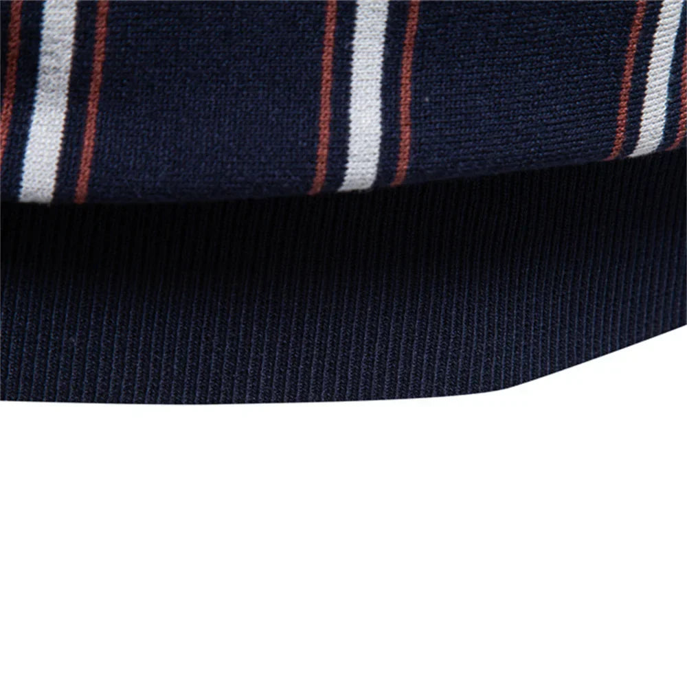 Men's Stripe Polo Shirt Old Money Style Short Sleeve Soft Breathable Casual Elegant Fabric for Comfortable Wear