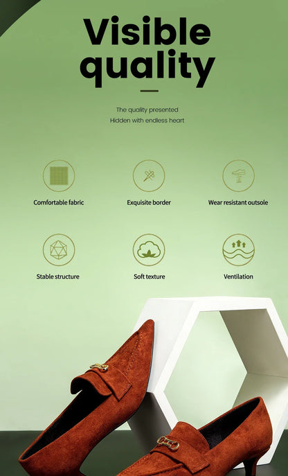 Women's Pointed Toe Leather Shoes Low Heel Casual Shoes Spring and Autumn Fashion Trend Shoes Retro Style Brown