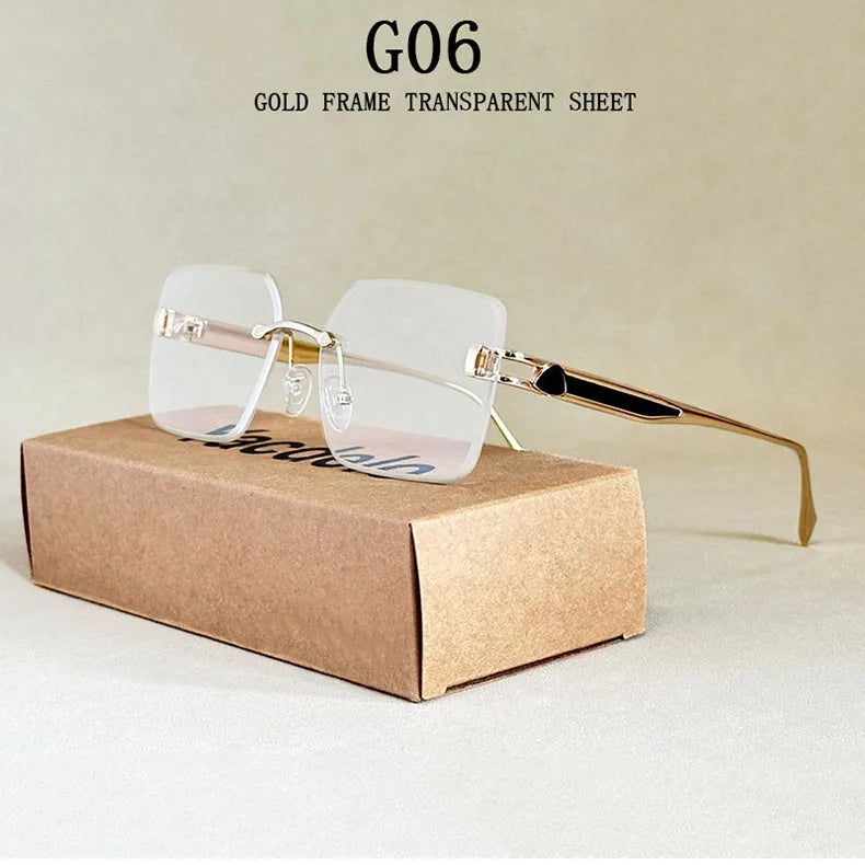 2025 Rimless Sunglasses Women Trendy Vintage Square Fashion Glasses Sunscreen Lentes De Sol Mujer Lunette Soleil Femme Zonnebril