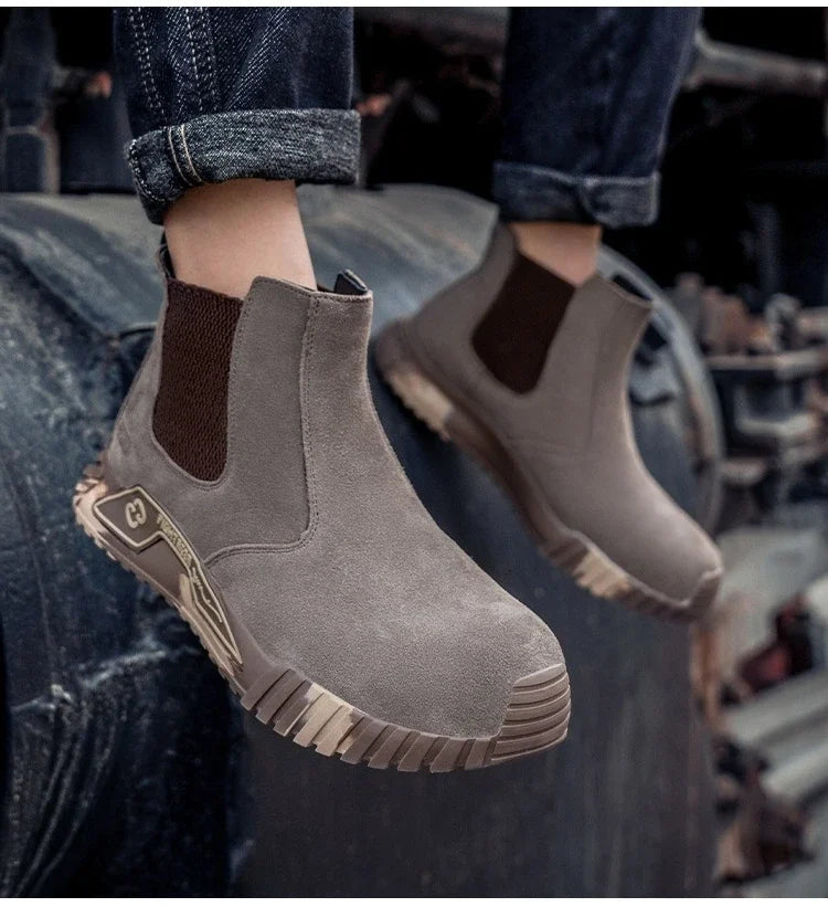 steel toe work boots for men industrial construction work protection shoes anti smash anti puncture safety shoes without laces