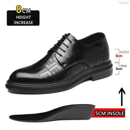 summer Men Elevator Shoes Dress Shoes Formal Leather Quality Busincess Lift 6CM 8CM Height Increased Man Elegance Wedding Shoes