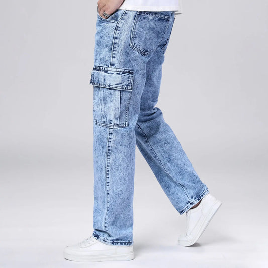 Men's Loose Straight Leg Jeans American Fashion Brand Casual Workwear Comfortable Fit Classic Style