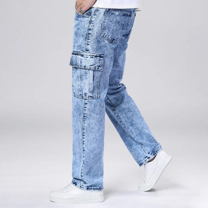 Men's Loose Straight Leg Jeans American Fashion Brand Casual Workwear Comfortable Fit Classic Style