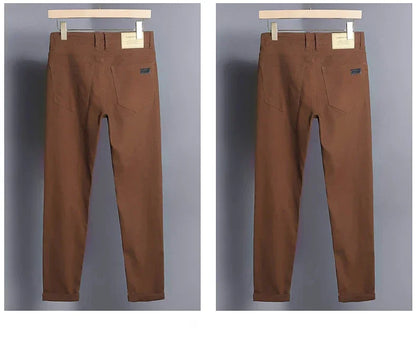 Spring Autumn Fashion Brown Business Casual Stretch Denim Pants Male Brand Trousers Men's Clothing Slim Jeans Plus Size 28-44