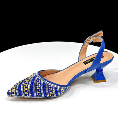 2025 Elegant Multicolor Color Women's  Heels and Rhinestone Handbag Set - Italian Design for Weddings and Parties