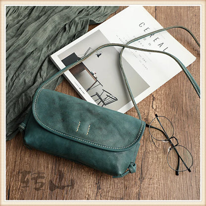 Handmade Retro Soft Cow Leather Women Bag 2026 New Simple Solid Color Shoulder Bags Leisure Ladies Small Messenger Bag
